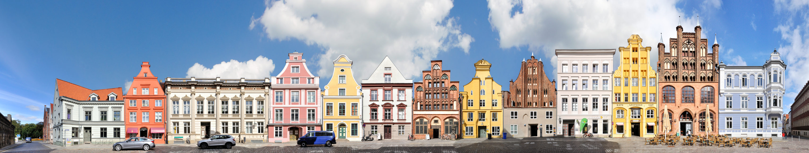UNESCO Germany Stralsund at baltic sea street panorama of facades and architecture