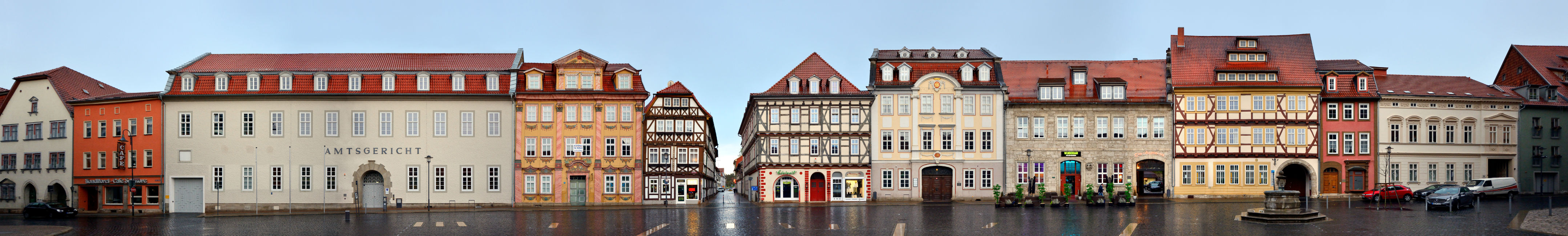 Mühlhausen Untermarkt Streetline Panorama Fassaden Altstadt Thuringia Old Town