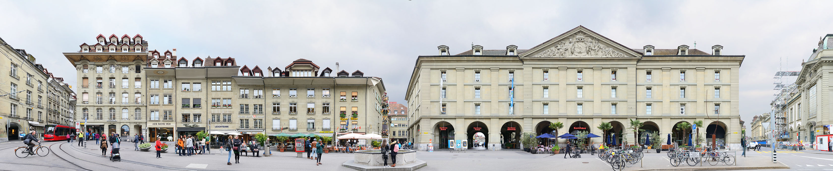 Bern central square Kornhausplatz, Switzerland, Svizzera, Panorama