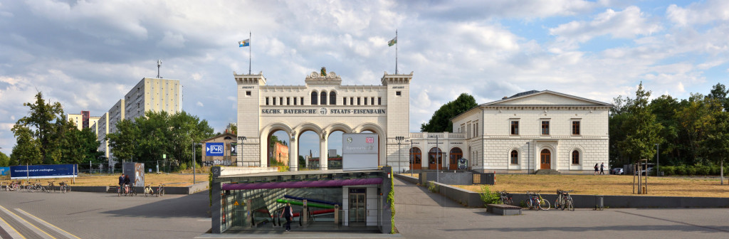 Bayerischer Bf Leipzig Sachsen frühe Bahnhofsarchitektur Edouard Pötzsch Fassade und Portikus