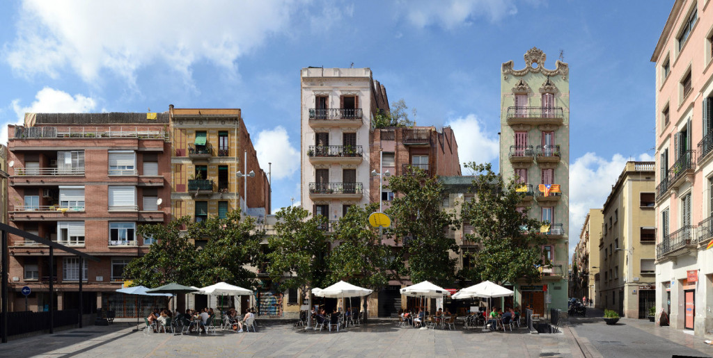 Plaza Del Sol Facades in Catalunya, Spain